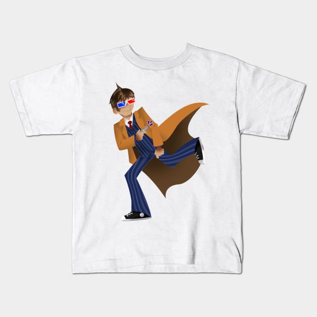 Doctor Tennant Kids T-Shirt by Goldarcanine